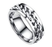 MUELODSIC Bague Pour Homme Rotative En Acier Inoxydable, Anneau Rond Taille 9 Avec Chaîne Ouverte, Bijou Masculin Pour Usage Quotidien Et Présent