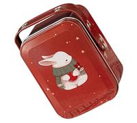 MUELODSIC Boîte à Biscuits en Tôle Rouge pour Pâques Motif Festival Délicat, Design Portable pour Emballage de Chocolat ou Petites Menthes