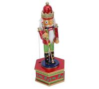 MUELODSIC Boîte à Musique Casse-Noisette 36 CM en Bois Peint à la Main Décoration de Noël Figurine Roi Soldat et Sceptre Coffret de Mélodies de Noël Présent Festif Original et Décor
