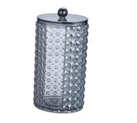 MUELODSIC Boîte de Rangement Acrylique Transparente avec Motif Diamant Organisateur Elliptique pour et Coton-tiges Boîte à Maquillage avec Couvercle Étanche Élégante pour Salle de Bain