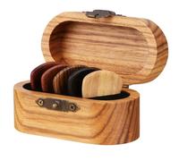 MUELODSIC Boîte de Rangement en Bois Massif pour Médiators de Guitare Étui Compact 5 Médiators en Bois Naturel Multicolore Accessoire Solide pour Instruments à Cordes pour Guitare