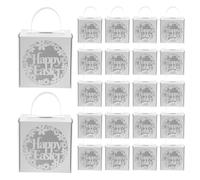 MUELODSIC Boîtes à Bonbons Rectangulaires de Pâques Blanches Ajourées Poignée - Coffret Présent 25 Pièces pour Fête, Emballage Gourmandises Décoratif et Transport Facile, pour