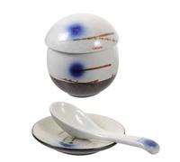 MUELODSIC Bol à Soupe en Céramique Japonaise Couvercle Bol à Œufs Vapeur Vaisselle Cuisine Colorée Ensemble Pratique pour Soupe et Cuisson Décoration sous Glaçure Usage Quotidien