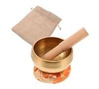MUELODSIC Bol Chantant Tibétain Cuivre Authentique Manuel avec Bois Tapis et Sac pour Yoga et des Chakras Instrument de Prière Portable