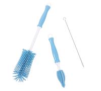MUELODSIC Brosse Biberon Silicone Rotative avec Ventouse Manche Antidérapant Nettoyeur Multi-usage pour Biberons et Tétines Bleu et Léger