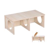 MUELODSIC Cachette Bois Naturelle pour Hamster et Gerbille, Maison Fenêtre, et Plateforme pour Cage de Cochons d'Inde, Accessoire pour Environnement Rongeurs