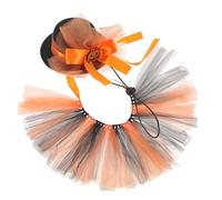 MUELODSIC Costume Halloween pour Chien et Chat Tutu Jupe et Chapeau Citrouille Orange Vêtement Festif Confortable et Respirant pour Fête Animaux