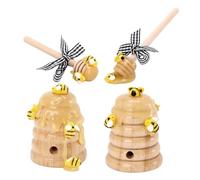 MUELODSIC Décoration De Ruche en Paille Naturelle Bâtonnets d'abeille 4 Pièces en Bois Et Tissu Festival des Abeilles pour Maison Et Événements Plateaux à Étages Ornement