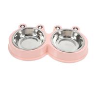 MUELODSIC Double pour Chien et Chat avec Base Antidérapante Acier Inoxydable Design Grenouille Mignonne pour Alimentation sans Déversement Moyenne pour Chiots et