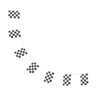 MUELODSIC Drapeau de Course à Carreaux 20 Pièces 14x21 Cm en Polyester Blanc et Noir, Guirlande Décorative pour Fête à Thème Automobile, Anniversaire et Événement Extérieur Jardin