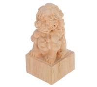 MUELODSIC Embout Bois Sculpté pour Tringle à Rideau Décoration Poteaux Clôture Finition Élégante Style Pont Romain Remplaçant Embouts Lampes Duo Statues Lion Fu Foo Kaki