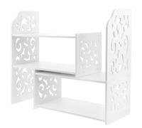 MUELODSIC Étagère de Bureau Réglable en Bois Blanc Bibliothèque Extensible Compacte pour Rangement et Organisation Meuble Pratique pour Bureau Maison et Chambre D’Élève Organisateur