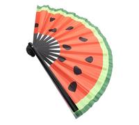 MUELODSIC Éventail Pliable en Bambou Fluorescent Forme Pastèque UV 4 Ventilateur Lumineux Portable pour Rave Fête et Danse Accessoire Main Original pour Célébrations Design Japonerie