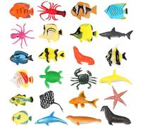 MUELODSIC Figurines de Poissons Tropicaux et Créatures Marines Artificielles Ensemble 24 Pièces Décoratives pour Aquarium Ornement Solide et Coloré Décoration D’Aquarium Réaliste et