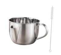 MUELODSIC Filtre à Graisse en Acier Inoxydable 304, Bol Séparateur de Graisse pour Soupe Couvercle et Brosse, Passoire à Sauce Cuisine Maison et Restaurant, Ustensile Inox Professionnel,