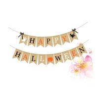 MUELODSIC Guirlande à Tirer d'Halloween 3 M en Lin Fanions Citrouille et Noeuds Décoratifs Décoration Suspendue pour Fête Maison et Jardin Banderole Festive Halloween