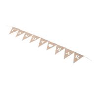 MUELODSIC Guirlande De Fanions En Toile De Jute 2,8 M, Fanion De Bannière Triangulaire Inscription En Coton, Style Campagnard Vintage, Décoration Pour Mariage, Baptême, Fête De Rue, Lot De 9 Pièces