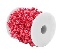 MUELODSIC Guirlande de Perles Abs Rouge pour Décoration DIY Sapin de Noël Chaîne de Perles Résistante pour Ornements Festifs et Créations Artisanales