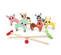MUELODSIC Kit de Croquet Garçon Fille Thème Animaux Jeu Intérieur Extérieur pour Débutants avec Maillets et Balles Développement Motricité et Coordination