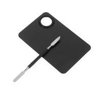 MUELODSIC Kit pour Ongles en Acier Inoxydable Noir 2pcs Palette de Peinture et Bâton de Mélange Double Extrémité pour DIY Manucure et Maquillage Professionnel
