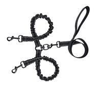 MUELODSIC Laisse Double pour Chien en Nylon Noir 25 CM X 138 CM Mousquetons Résistants Sangle de Traction pour Animaux de Compagnie Promenade Simultanée de Deux Chiens pour Balades et