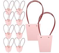 MUELODSIC Lot de 10 Paquet pour Bouquets de Fleurs en Papier Kraft Petits Paquet d'Emballage Poignée Solide et Base Stable pour Fleuristes et Emballage de Bouquets Fête et Mariage