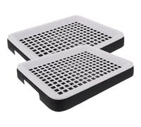 MUELODSIC Lot de 2 Bacs à Litière Carrés pour Petits Animaux Toilettes en Plastique pour Lapins et Hamsters Grille Amovible Capacité Spacieuse Couleur Noire et Blanche Apprentissage