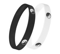 MUELODSIC Lot De 2 Bracelets En Silicone Yin Yang Unisexe Taille Unique Noir Et Blanc, Style Tai Chi, Bracelets D’énergie Pour Couple, Accessoire Mode Décontracté Au Quotidien