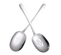 MUELODSIC Lot de 2 Cuillères de Service en Acier Inoxydable 304, Grandes Cuillères à Fentes Ergonomiques, Accessoire Cuisine Portable pour Buffet et Usage Quotidien, Longueur Prolongée,