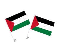 MUELODSIC Lot de 2 Drapeaux Palestiniens pour Voiture en Polyester Petit Drapeau Décoratif pour Fenêtre Léger et Solide pour Événements Patriotiques et Décoration Extérieure