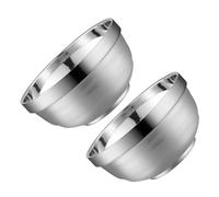 MUELODSIC Lot de 2 Grands Bols à Double Paroi 12 Cm en Acier Inoxydable 304, Bol à Soupe Anti-brûlure, pour Nouilles Instantanées et Usage la Cuisine Familiale