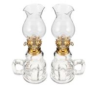 MUELODSIC Lot de 2 Lanternes à Pétrole Vintage en Verre Éclairage à Pétrole Décoratif Compact pour Camping et Intérieur Lampe à Huile Tempête Rétro pour Ambiance Chaleureuse et Décoration
