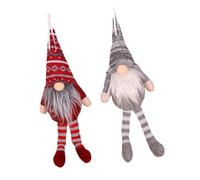 MUELODSIC Lot de 2 Mini Poupées Forêt Assises Décorations de Noël en Tissu Doux Rouge Foncé et Gris Objets de Décoration Maison Accessoires Festifs pour Cheminée et Porte