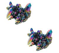 MUELODSIC Lot de 2 Ornements en Pierres Naturelles 15g, Cristal Naturel Multicolore Électrodéposé, Décoration Aquarium et Intérieur, Parure Décorative Feng Shui et Collection