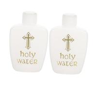 MUELODSIC Lot de 2 Petits Flacons d'eau Bénite en Plastique 60 ML Couvercles, Mini Bouteilles pour Baptême et Rituels Religieux, Flacons Rechargeables pour Huiles Essentielles et Parfums,