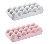 MUELODSIC Lot de 2 Plateaux à Œufs en Plastique 18 Compartiments Couvercle Organisateur de Stockage pour Réfrigérateur Boîte à Œufs Rose et Gris Rangement Pratique Cuisine Réutilisable