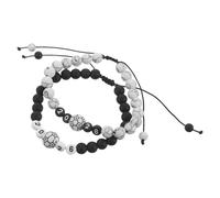 MUELODSIC Lot de 2 set de Bracelets de Football Ajustables en Perles Accessoires pour Supporters Unisexes Bracelets pour Jours de Match Scolaires et Fêtes Sportives Blanc et Noir