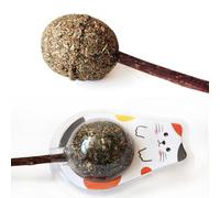 MUELODSIC Lot de 2 Sucettes à Mâcher Boule D’ à Chat en Bois Polygonum Marron Molaire pour Chats Petits et Moyens Nettoyant Dentaire et Stimulant Ludique pour Usage Domestique