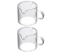 MUELODSIC Lot de 2 Tasses à Café en Verre Transparent 75 Ml, Double Bec Verseur, Tasses à Lait et Café Pratiques pour Maison Cuisine, Pot à Yaourt, Moule Pâtisserie, Usage Quotidien