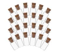 MUELODSIC Lot de 24 Petites Bouteilles en Verre 1 ML avec Bouchons en Liège Flacons Miniatures 11X22 MM Bocaux Décoratifs Étanches pour Messages Souhaits et Rangement d'Objets Décoratifs
