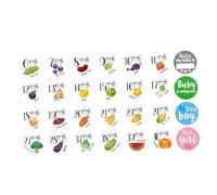 MUELODSIC Lot de 28 Autocollants Mensuels Ventre de Femme Enceinte Accessoires de Photographie de Maternité Stickers de Suivi de Grossesse Couleurs Lumineuses et Adhésifs Faciles à