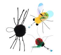 MUELODSIC Lot de 3 Jouets Interactifs pour Chatons en Peluche Insectes Rechargeables Abeille, Araignée et Coccinelle Verte, Jouet Doux pour Chat Intérieur Stimulant L’agilité et L’éveil