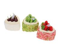 MUELODSIC Lot de 3 Modèles de Gâteaux Décoratifs de Cœur, Desserts Artificiels Réalistes aux Fruits, Accessoires Cuisine pour Décoration et Séances Photo, Reproduction Délicate et Colorée