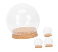 MUELODSIC Lot de 4 Couvercles en Verre Transparents Bouchon en Liège Diamètre 12 CM Porte-Fleurs Éternelles pour Décoration Intérieure Dômes en Verre pour Micro-Paysages et Ornements de