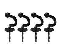 MUELODSIC Lot de 4 Set de Crochets Suspendre pour Rideaux en Alliage de Zinc Noir Crochets Muraux Résistants à la Corrosion Embout Sphérique Anti-Rayures Fixation Murale Pratique pour