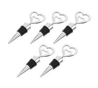 MUELODSIC Lot de 5 Bouchons de Bouteille en Alliage Argenté Joint en Caoutchouc Étanche, Créatifs et Pratiques pour Conserver Vin Rouge, Bière et Boissons - Accessoires Scellant Cuisine