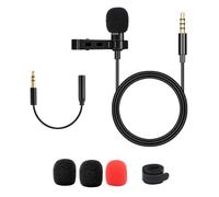 MUELODSIC Microphone Cravate Omnidirectionnel Filaire Noir Clip Prise Jack 35 MM Câble 15 M Accessoires Inclus pour Enregistrement Smartphone Ordinateur Interviews Webinaires