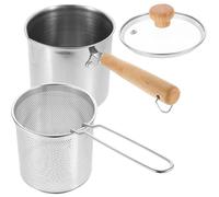MUELODSIC Mini Casserole Friteuse Inox avec Panier Frite pour Cuisson Poignée Ergonomique Antibrûlure Facile à Nettoyer pour Friture Maison