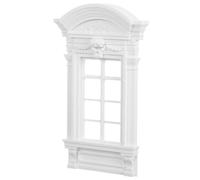 MUELODSIC Miniature Dollhouse Window Frame Plastic with European Style Roman Columns and Badges Craft Supplies for DIY Fairy Houses and Accessories