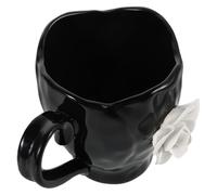 MUELODSIC Mug en Céramique Blanc avec Motif de Rose 3d, Grosse Capacité, Tasse à Café Vintage pour Maison et Bureau, Tasse à Thé Élégante et Solide, pour Moment de Détente et Goûter
